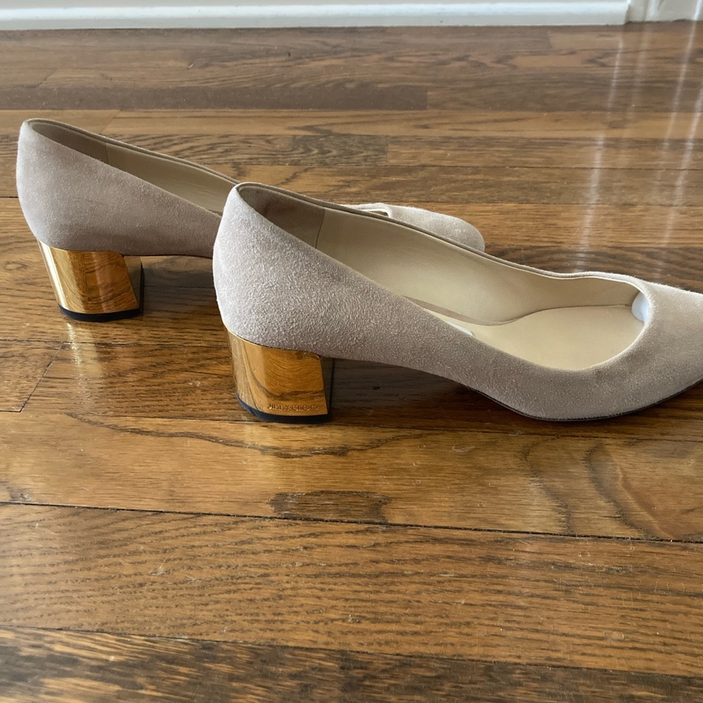 Jimmy Choo Jessie pumps heels 38.5 tan suede